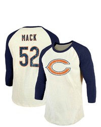 Majestic Threads Fanatics Branded Khalil Mack Creamnavy Chicago Bears Vintage Player Name Number Raglan 34 Sleeve T Shirt