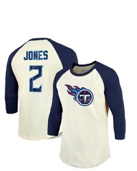 Majestic Threads Julio Jones Creamnavy Tennessee Titans Player Name Number Raglan 34 Sleeve T Shirt