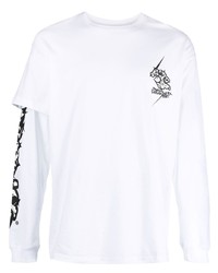 ACRONYM Logo Print Asymmetric Sleeve T Shirt