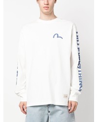 Evisu Logo Print Long Sleeved Cotton T Shirt