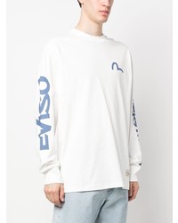 Evisu Logo Print Long Sleeved Cotton T Shirt