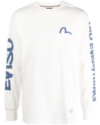 Evisu Logo Print Long Sleeved Cotton T Shirt