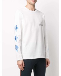 Paul Smith Logo Print Top With Rose Print Sleeves