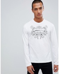 Versace Jeans Long Sleeve T Shirt In White With Chest Print