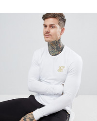 Siksilk Long Sleeve T Shirt In White With Gold Logo To Asos