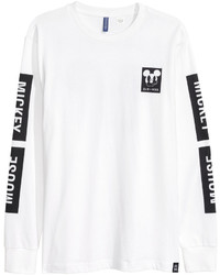 H&M Long Sleeved T Shirt Whitemickey Mouse