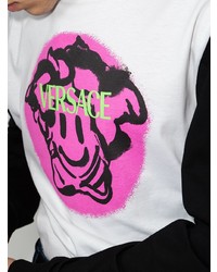 Versace Medusa Smile Contrasting Sleeve T Shirt