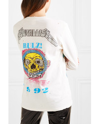 MadeWorn Metallica Distressed Glittered Printed Cotton Jersey T Shirt
