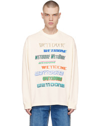 We11done Off White Printed Long Sleeve T Shirt