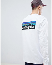 Patagonia P 6 Logo Long Sleeve Responsibili Tee Top In White