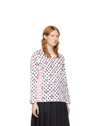 Comme Des Garçons Girl Pink And White Disney Edition Stripe Polka Dot T Shirt
