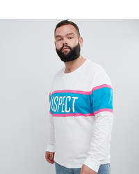 ASOS DESIGN Plus Relaxed Long Sleeve T Shirt With Colour Block And Suspect Text Print