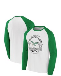 NFL X DARIUS RUCKE R Collection By Fanatics Whitekelly Green Philadelphia Eagles Vintage Raglan Long Sleeve T Shirt