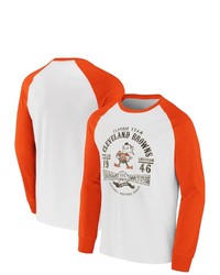 NFL X DARIUS RUCKE R Collection By Fanatics Whiteorange Cleveland Browns Vintage Raglan Long Sleeve T Shirt