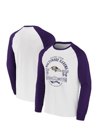NFL X DARIUS RUCKE R Collection By Fanatics Whitepurple Baltimore Ravens Vintage Raglan Long Sleeve T Shirt