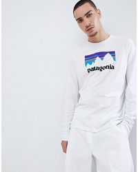 Patagonia Shop Sticker Long Sleeve Responsibili Tee Top In White