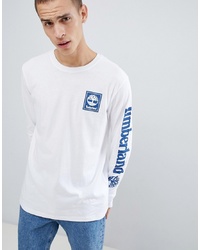 Timberland Sleeve Logo Long Sleeve Top In White