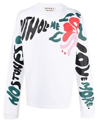 Marni Slogan Floral Print T Shirt