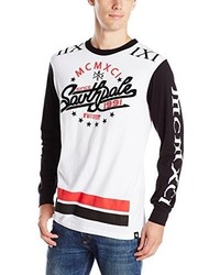 Southpole Long Sleeve T Shirt With Rubber Prints And Flocking In Motor Theme