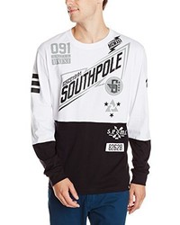 Southpole Long Sleeve T Shirt With Rubber Prints In Motor Theme