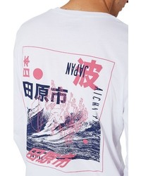 Topman Wave Print Long Sleeve T Shirt