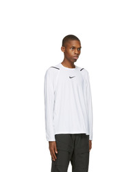 Nike White And Black Pro Long Sleeve T Shirt