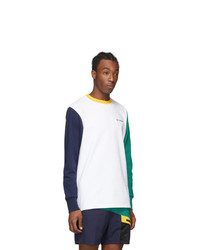 Aimé Leon Dore White And Green Colorblocked Long Sleeve T Shirt