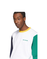 Aimé Leon Dore White And Green Colorblocked Long Sleeve T Shirt
