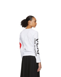 Comme Des Garcons Play White And Red Logo Single Heart Long Sleeve T Shirt