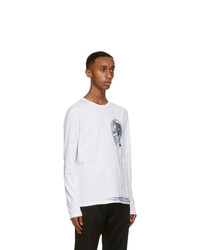 Alexander McQueen White And Silver Skull Print Long Sleeve T Shirt
