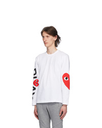 Comme Des Garcons Play White Big Heart Long Sleeve T Shirt