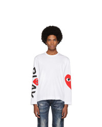 Comme Des Garcons Play White Big Heart Long Sleeve T Shirt