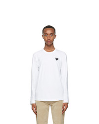 Comme Des Garcons Play White Black Heart Long Sleeve T Shirt