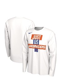 Nike White Boise State Broncos 2021 Postseason Basketball Just Us Bench Legend Long Sleeve T Shirt