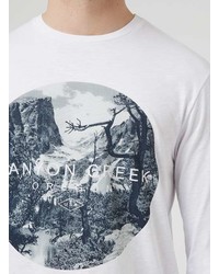 Topman White Canyon Creek Print Long Sleeve T Shirt