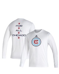 adidas White Chicago Fire For Sleeve T Shirt