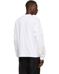 Sacai White Cotton Embroidery Long Sleeve T Shirt