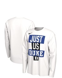 Nike White Duke Blue Devils 2021 Postseason Basketball Just Us Bench Legend Long Sleeve T Shirt