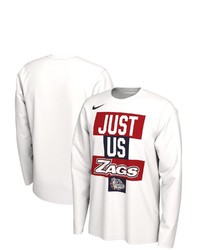 Nike White Gonzaga Bulldogs 2021 Postseason Basketball Just Us Bench Legend Long Sleeve T Shirt