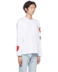 Comme Des Garcons Play White Heart Long Sleeve T Shirt