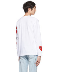 Comme Des Garcons Play White Heart Long Sleeve T Shirt