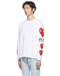 Comme Des Garcons Play White Heart Long Sleeve T Shirt