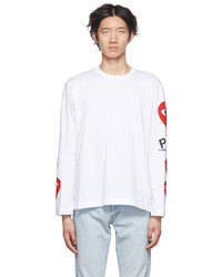 Comme Des Garcons Play White Heart Long Sleeve T Shirt