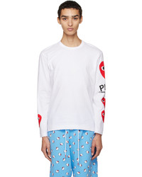 Comme Des Garcons Play White Heart Long Sleeve T Shirt