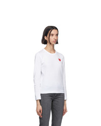 Comme Des Garcons Play White Heart Patch Long Sleeve T Shirt