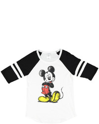 Jerry Leigh White Heather Mickey Mouse Scribble Raglan Tee Juniors