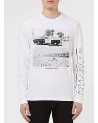 Topman White Huntington Beach Print Long Sleeve T Shirt