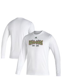 adidas White Miami Hurricanes Touchdown Ring Creator Long Sleeve T Shirt