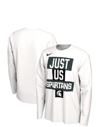 Nike White Michigan State Spartans 2021 Postseason Basketball Just Us Bench Legend Long Sleeve T Shirt