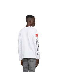 Comme Des Garcons Play White Multi Hearts Big Logo Long Sleeve T Shirt